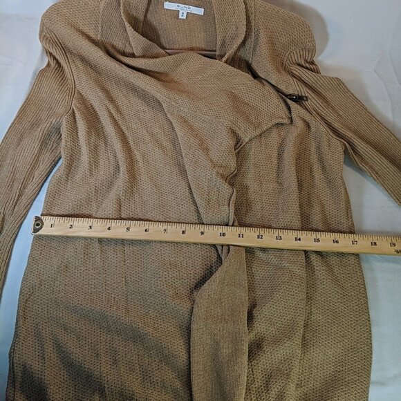 Alfred Sung Full Zip Sweater Womens M Medium Tan Beige Brown Cowl Long Sleeve - Picture 13 of 14